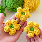 Crochet 3D Puffy Flower Pattern PDF, Textured Bloom Applique Tutorial - Hand Trendy
