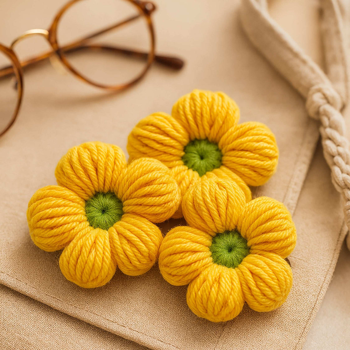 Crochet 3D Puffy Flower Pattern PDF, Textured Bloom Applique Tutorial - Hand Trendy