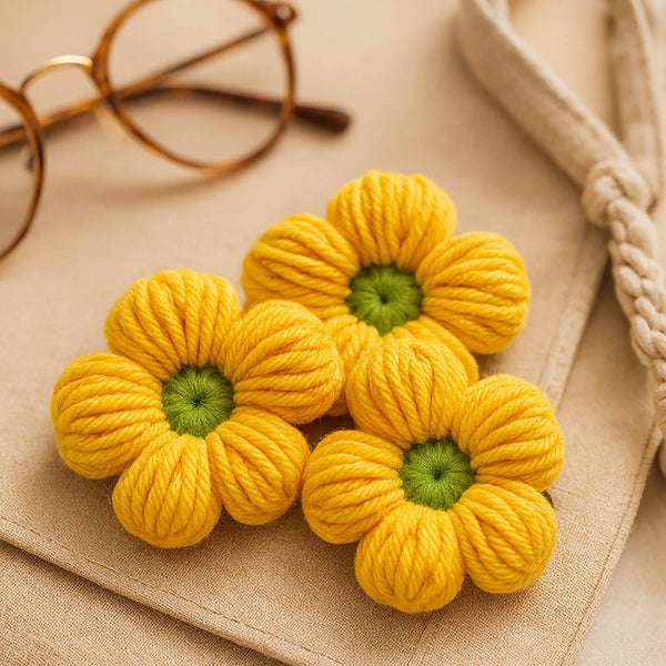 Crochet 3D Puffy Flower Pattern PDF, Textured Bloom Applique Tutorial