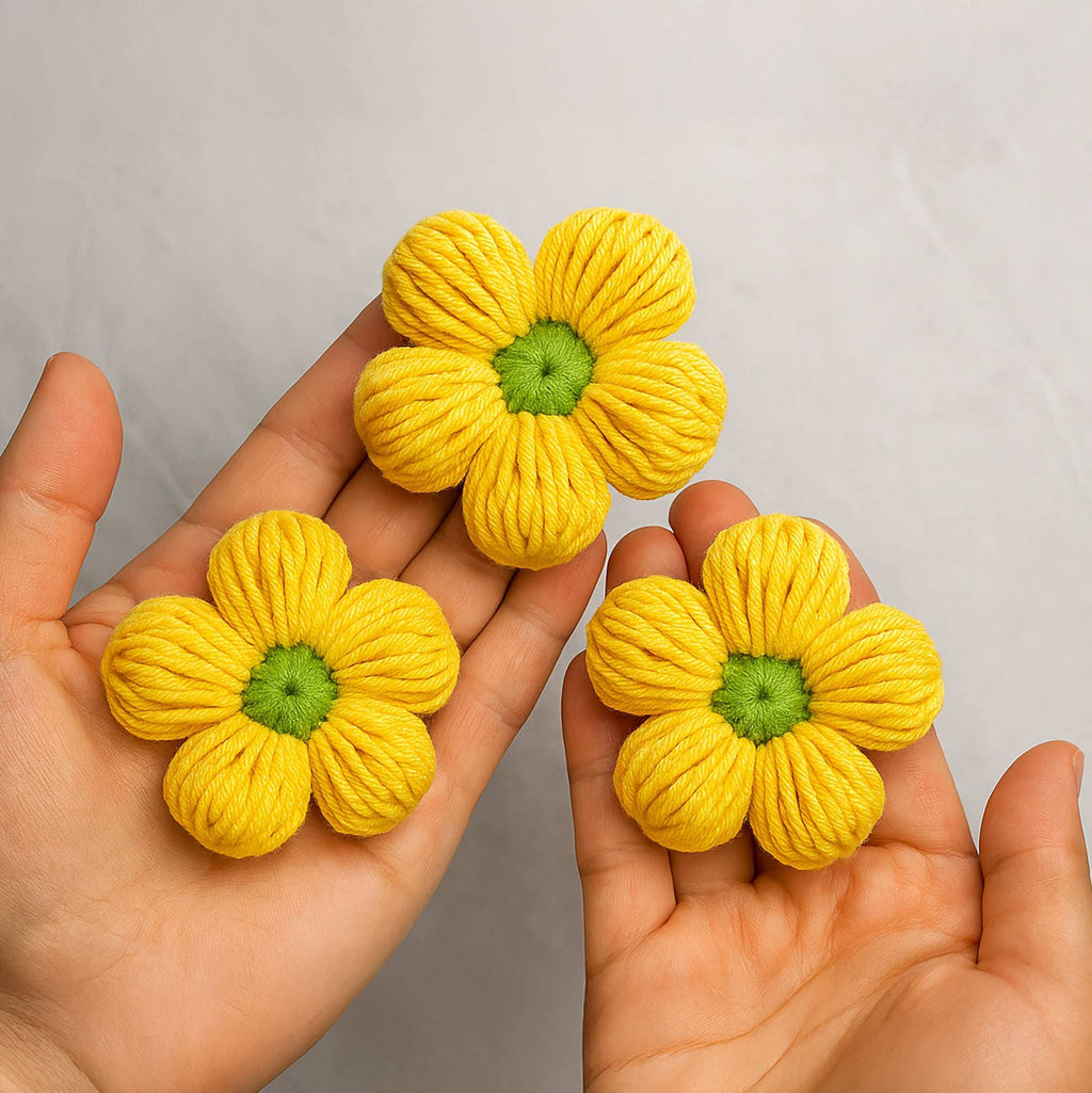 Crochet 3D Puffy Flower Pattern PDF, Textured Bloom Applique Tutorial - Hand Trendy