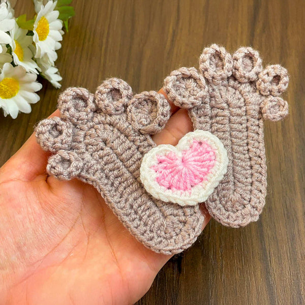Crochet Baby Feet Applique Pattern PDF, DIY Newborn Footprint Motif - Hand Trendy