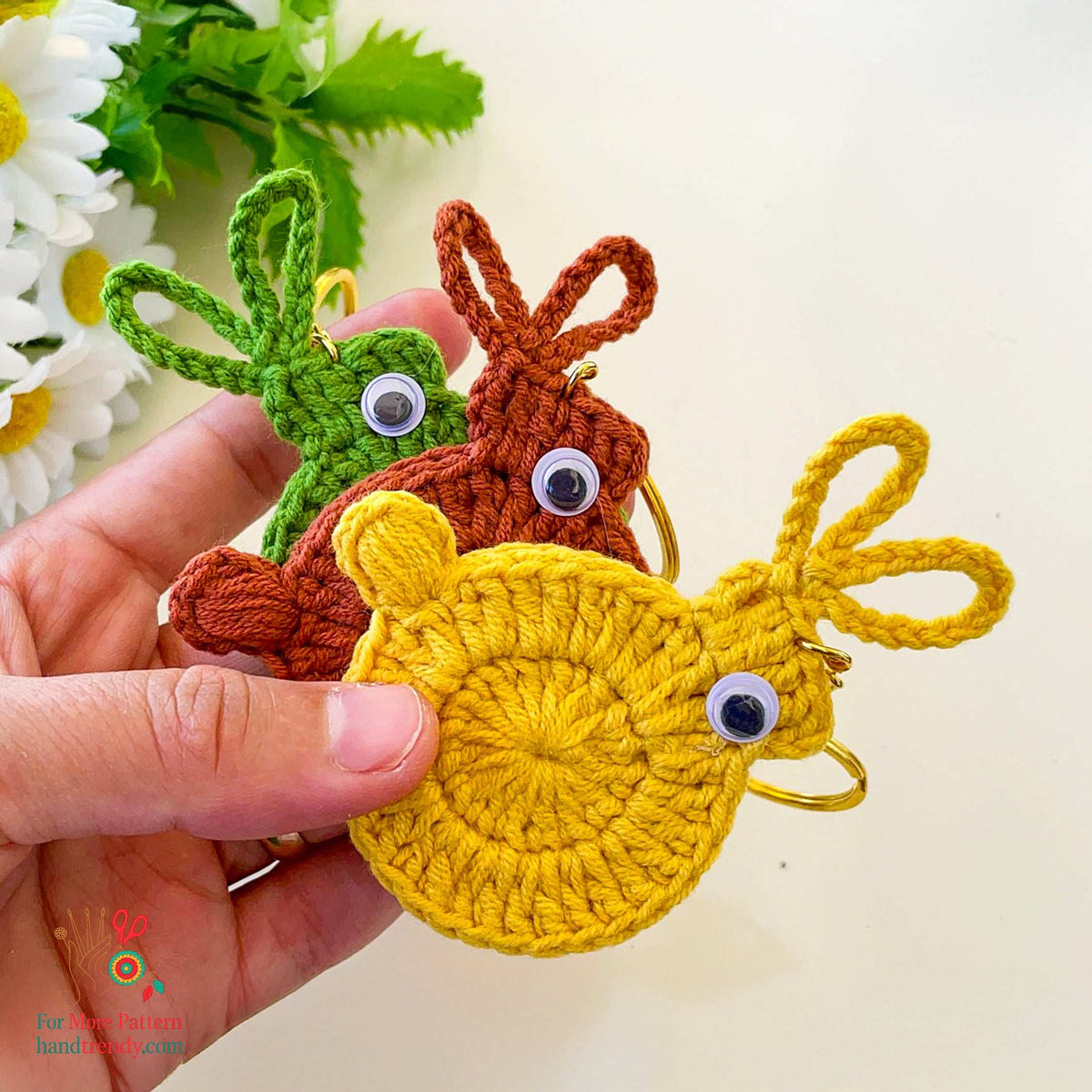 Crochet Bunny Keychain PDF Pattern for Handmade Rabbit Decor and DIY Gift Idea - Hand Trendy