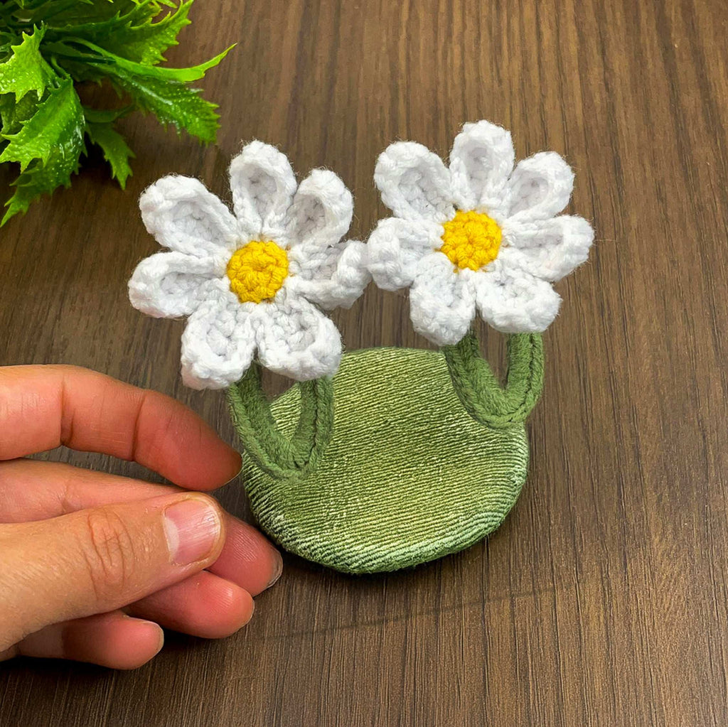 Crochet Daisy Hair Clip PDF Pattern for Handmade Flower Hair Accessory Design - Hand Trendy