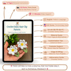 Crochet Daisy Hair Clip PDF Pattern for Handmade Flower Hair Accessory Design - Hand Trendy