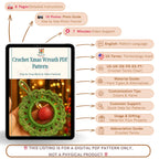 Crochet Xmas Wreath PDF Pattern, Festive DIY Holiday Wreath Tutorial - Hand Trendy