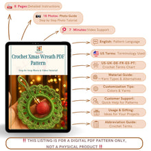 Crochet Xmas Wreath PDF Pattern, Festive DIY Holiday Wreath Tutorial