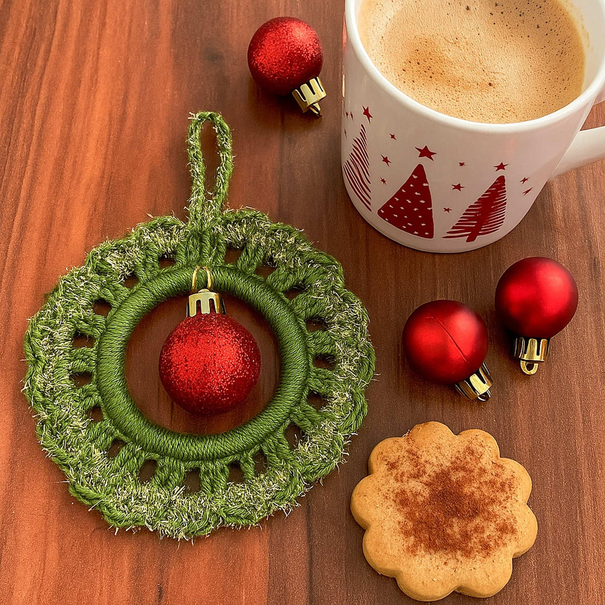 Crochet Xmas Wreath PDF Pattern, Festive DIY Holiday Wreath Tutorial - Hand Trendy