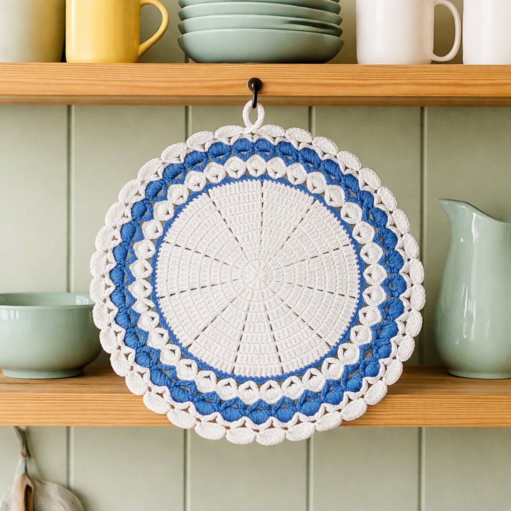 Crochet Round Placemat Pattern PDF, Large Table Mat Design for Farmhouse Kitchen Decor