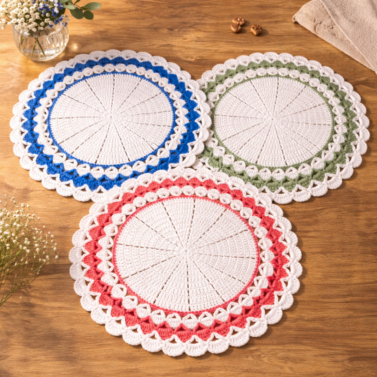 Crochet Round Placemat Pattern PDF, Large Table Mat Design for Farmhouse Kitchen Decor