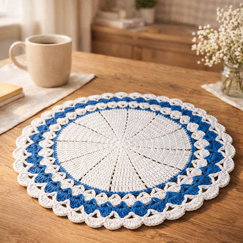 Crochet Round Placemat Pattern PDF, Large Table Mat Design for Farmhouse Kitchen Decor