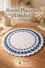 Crochet Round Placemat Pattern PDF, Large Table Mat Design for Farmhouse Kitchen Decor