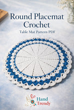 Crochet Round Placemat Pattern PDF, Large Table Mat Design for Farmhouse Kitchen Decor
