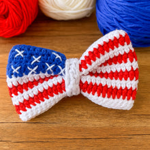 Crochet American Flag Bow Pattern PDF, Patriotic Hair Bow Design, Fourth Of July Accessory