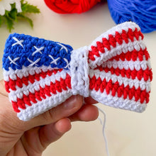 Crochet American Flag Bow Pattern PDF, Patriotic Hair Bow Design, Fourth Of July Accessory