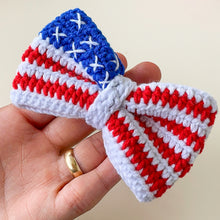Crochet American Flag Bow Pattern PDF, Patriotic Hair Bow Design, Fourth Of July Accessory
