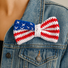 Crochet American Flag Bow Pattern PDF, Patriotic Hair Bow Design, Fourth Of July Accessory