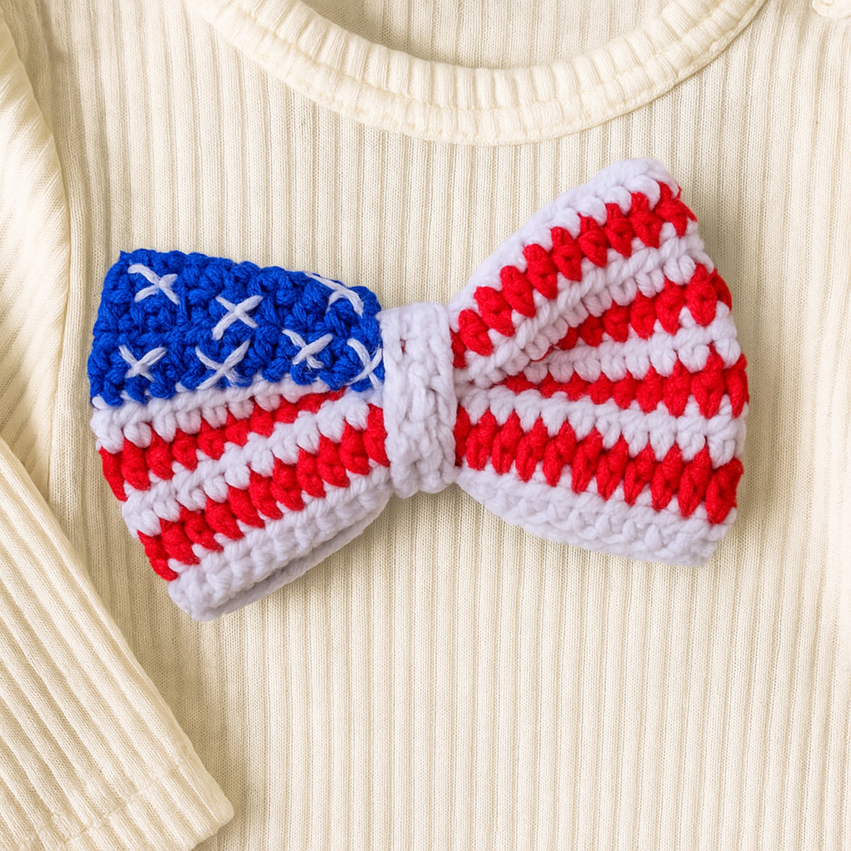 Crochet American Flag Bow Pattern PDF, Patriotic Hair Bow Design, Fourth Of July Accessory