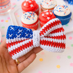 Crochet American Flag Bow Pattern PDF, Patriotic Hair Bow Design, Fourth Of July Accessory