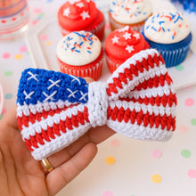 Crochet American Flag Bow Pattern PDF, Patriotic Hair Bow Design, Fourth Of July Accessory