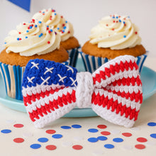 Crochet American Flag Bow Pattern PDF, Patriotic Hair Bow Design, Fourth Of July Accessory