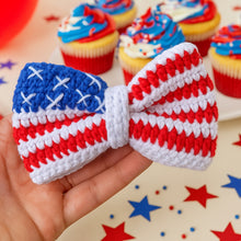 Crochet American Flag Bow Pattern PDF, Patriotic Hair Bow Design, Fourth Of July Accessory