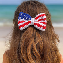 Crochet American Flag Bow Pattern PDF, Patriotic Hair Bow Design, Fourth Of July Accessory