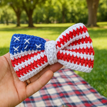 Crochet American Flag Bow Pattern PDF, Patriotic Hair Bow Design, Fourth Of July Accessory