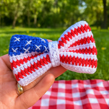 Crochet American Flag Bow Pattern PDF, Patriotic Hair Bow Design, Fourth Of July Accessory