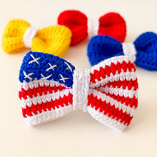 Crochet American Flag Bow Pattern PDF, Patriotic Hair Bow Design, Fourth Of July Accessory