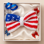 Crochet American Flag Bow Pattern PDF, Patriotic Hair Bow Design, Fourth Of July Accessory