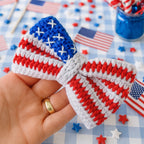 Crochet American Flag Bow Pattern PDF, Patriotic Hair Bow Design, Fourth Of July Accessory
