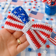 Crochet American Flag Bow Pattern PDF, Patriotic Hair Bow Design, Fourth Of July Accessory