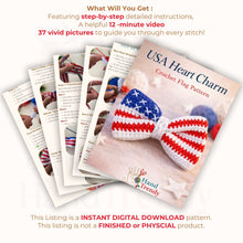 Crochet American Flag Bow Pattern PDF, Patriotic Hair Bow Design, Fourth Of July Accessory