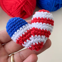 Crochet American Flag Heart Pattern PDF, Patriotic USA Keychain Design, Fourth Of July Ornament