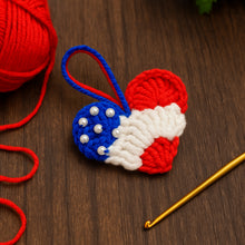 Crochet American Flag Heart Pattern PDF, Patriotic Mini Heart Charm, USA Flag Ornament