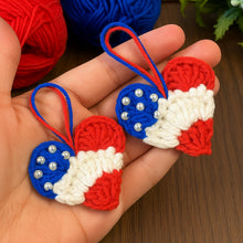 Crochet American Flag Heart Pattern PDF, Patriotic Mini Heart Charm, USA Flag Ornament