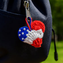 Crochet American Flag Heart Pattern PDF, Patriotic Mini Heart Charm, USA Flag Ornament