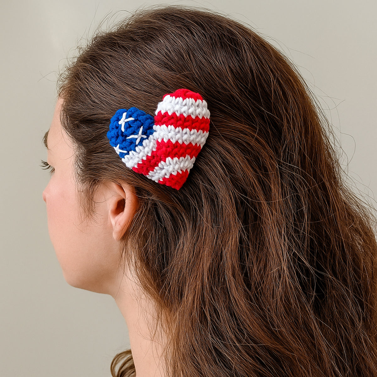 Crochet American Flag Heart Pattern PDF, Patriotic USA Keychain Design, Fourth Of July Ornament