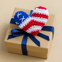 Crochet American Flag Heart Pattern PDF, Patriotic USA Keychain Design, Fourth Of July Ornament