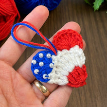 Crochet American Flag Heart Pattern PDF, Patriotic Mini Heart Charm, USA Flag Ornament