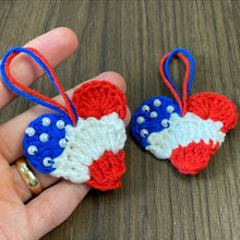 Crochet American Flag Heart Pattern PDF, Patriotic Mini Heart Charm, USA Flag Ornament
