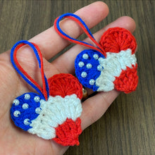 Crochet American Flag Heart Pattern PDF, Patriotic Mini Heart Charm, USA Flag Ornament