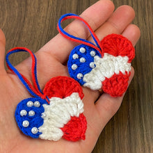 Crochet American Flag Heart Pattern PDF, Patriotic Mini Heart Charm, USA Flag Ornament