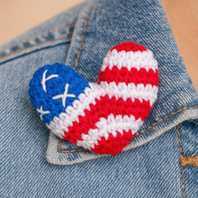 Crochet American Flag Heart Pattern PDF, Patriotic USA Keychain Design, Fourth Of July Ornament