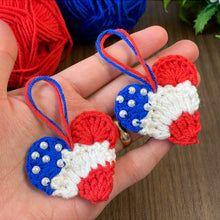 Crochet American Flag Heart Pattern PDF, Patriotic Mini Heart Charm, USA Flag Ornament