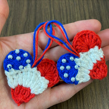 Crochet American Flag Heart Pattern PDF, Patriotic Mini Heart Charm, USA Flag Ornament