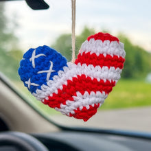 Crochet American Flag Heart Pattern PDF, Patriotic USA Keychain Design, Fourth Of July Ornament