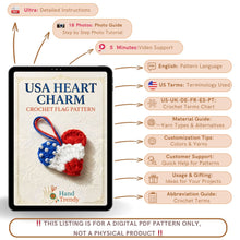 Crochet American Flag Heart Pattern PDF, Patriotic Mini Heart Charm, USA Flag Ornament