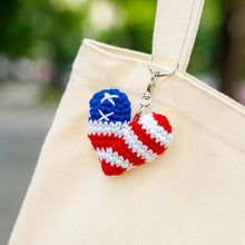 Crochet American Flag Heart Pattern PDF, Patriotic USA Keychain Design, Fourth Of July Ornament