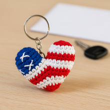 Crochet American Flag Heart Pattern PDF, Patriotic USA Keychain Design, Fourth Of July Ornament